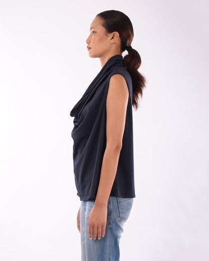 #CS006 Draped neck muscle tank in organic cotton jersey