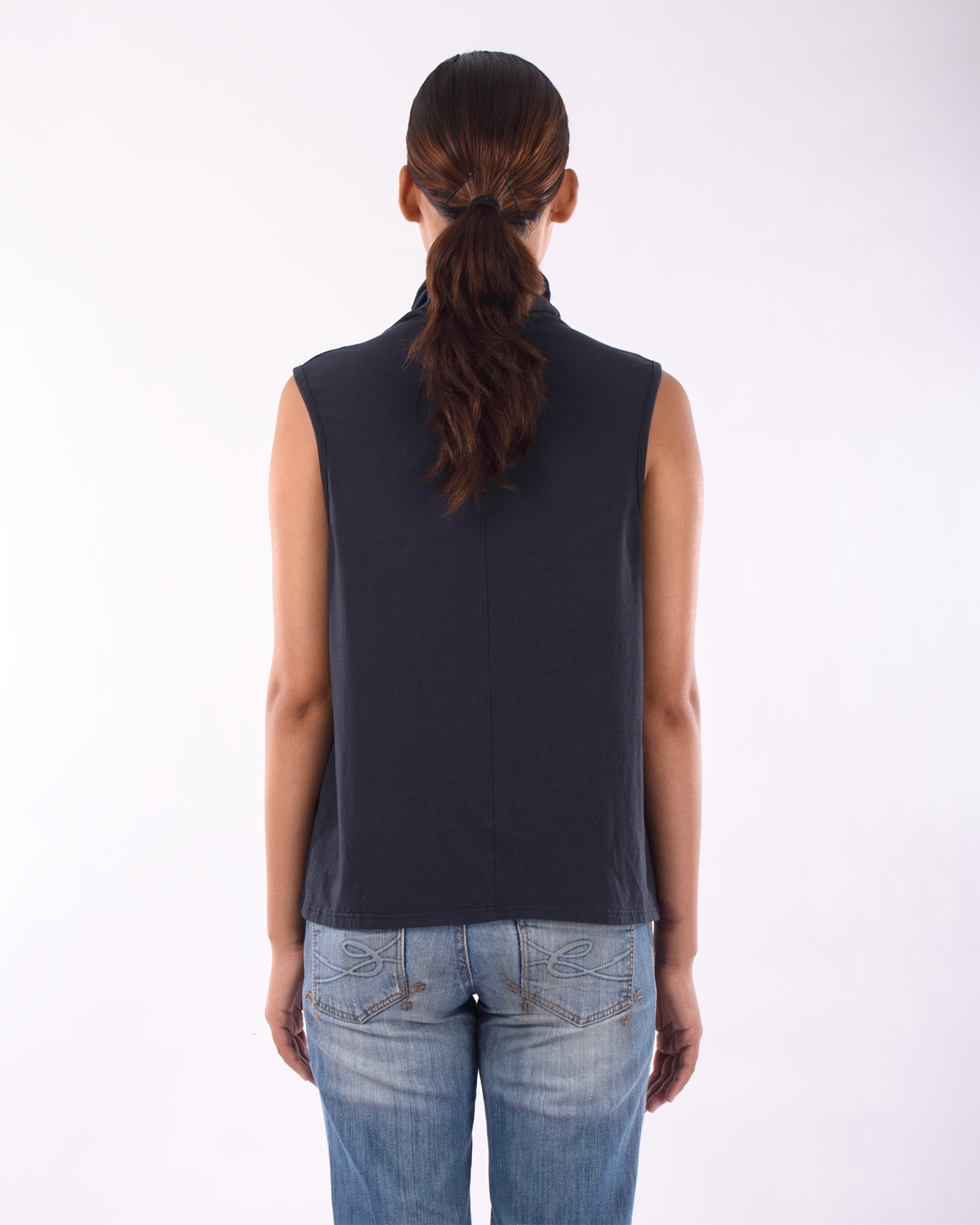 #CS006 Draped neck muscle tank in organic cotton jersey