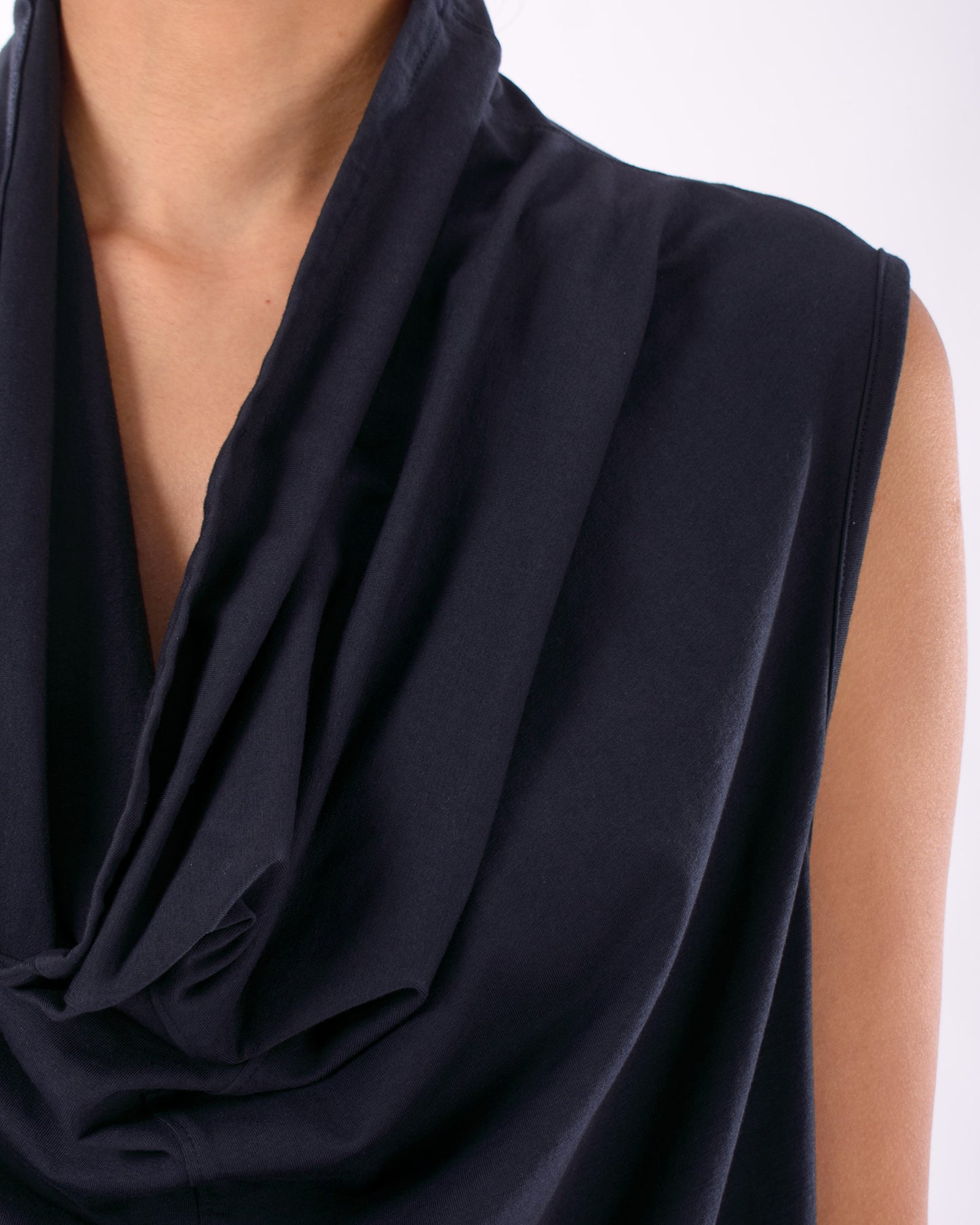 #CS006 Draped neck muscle tank in organic cotton jersey