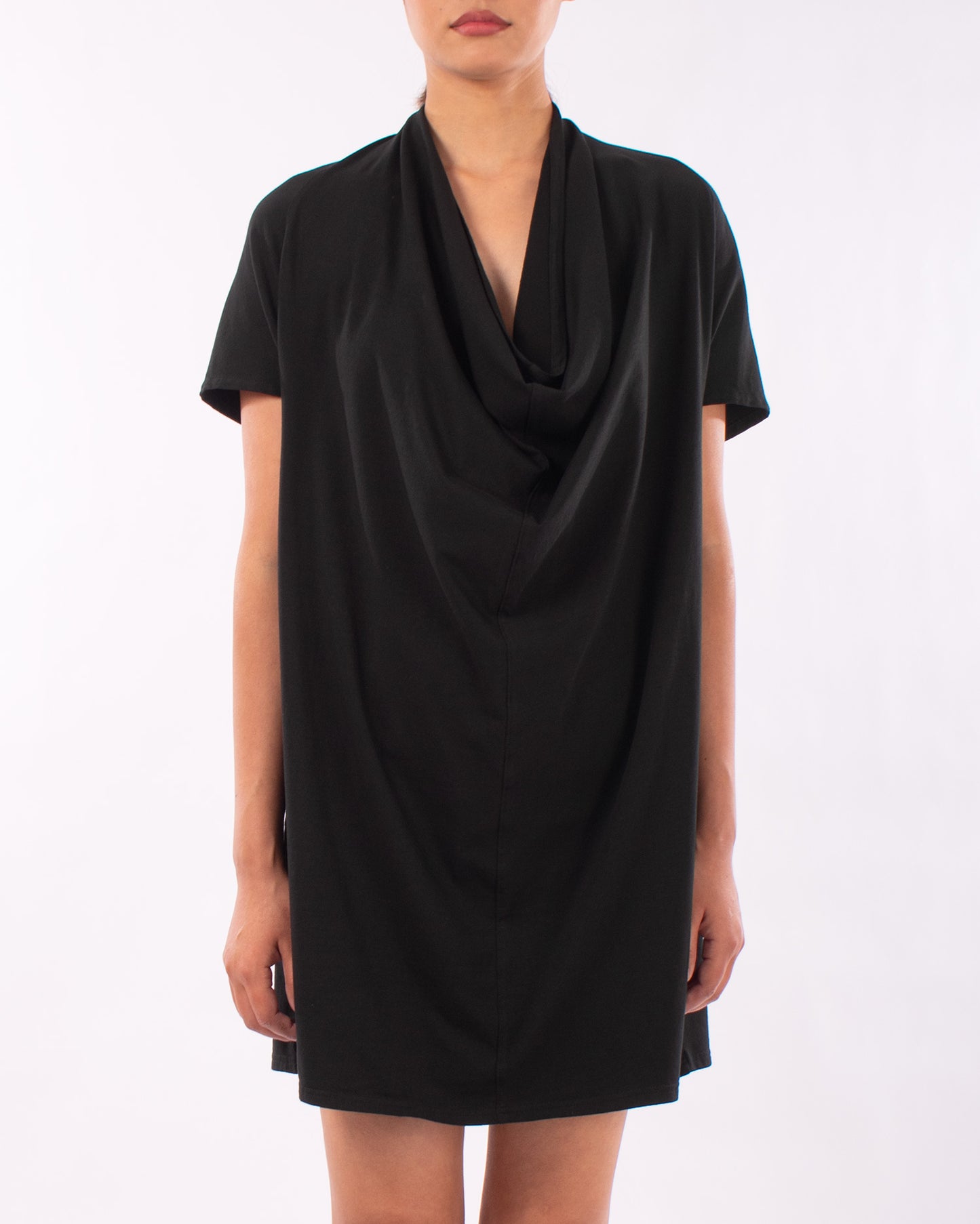 #CS012 Draped neck tunic in organic cotton jersey