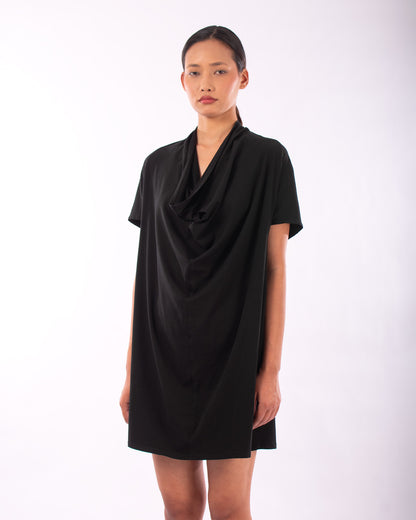 #CS012 Draped neck tunic in organic cotton jersey