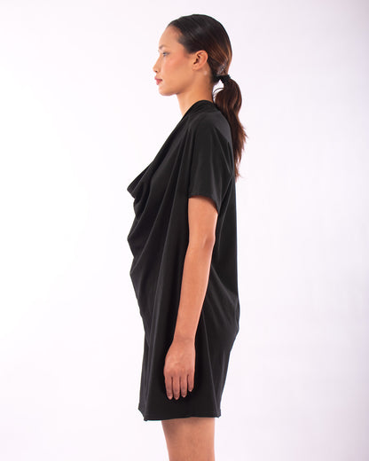#CS012 Draped neck tunic in organic cotton jersey