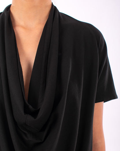 #CS012 Draped neck tunic in organic cotton jersey