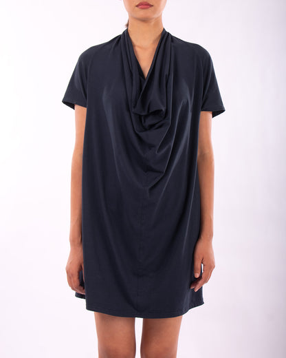 #CS012 Draped neck tunic in organic cotton jersey