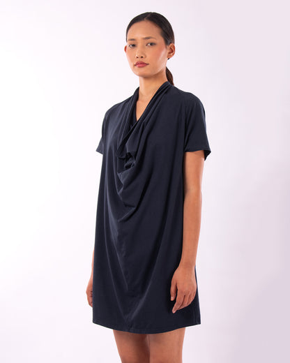 #CS012 Draped neck tunic in organic cotton jersey