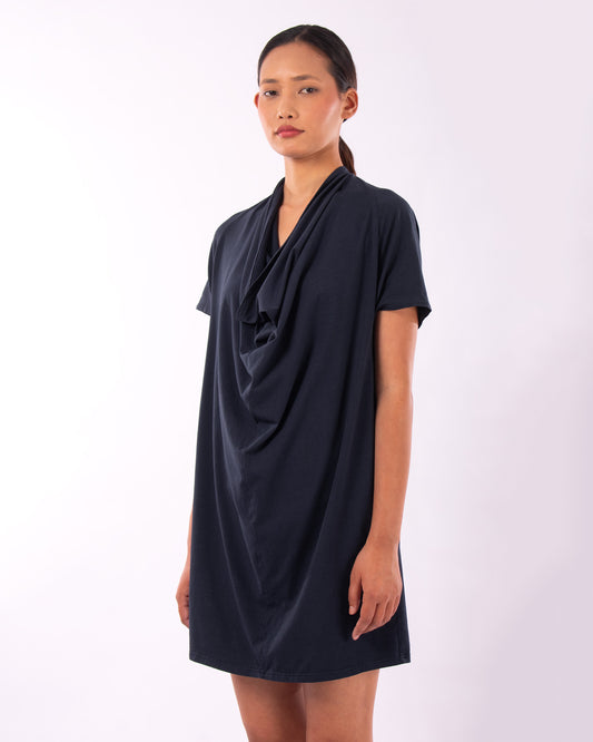 #CS012 Draped neck tunic in organic cotton jersey