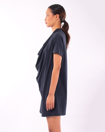 #CS012 Draped neck tunic in organic cotton jersey