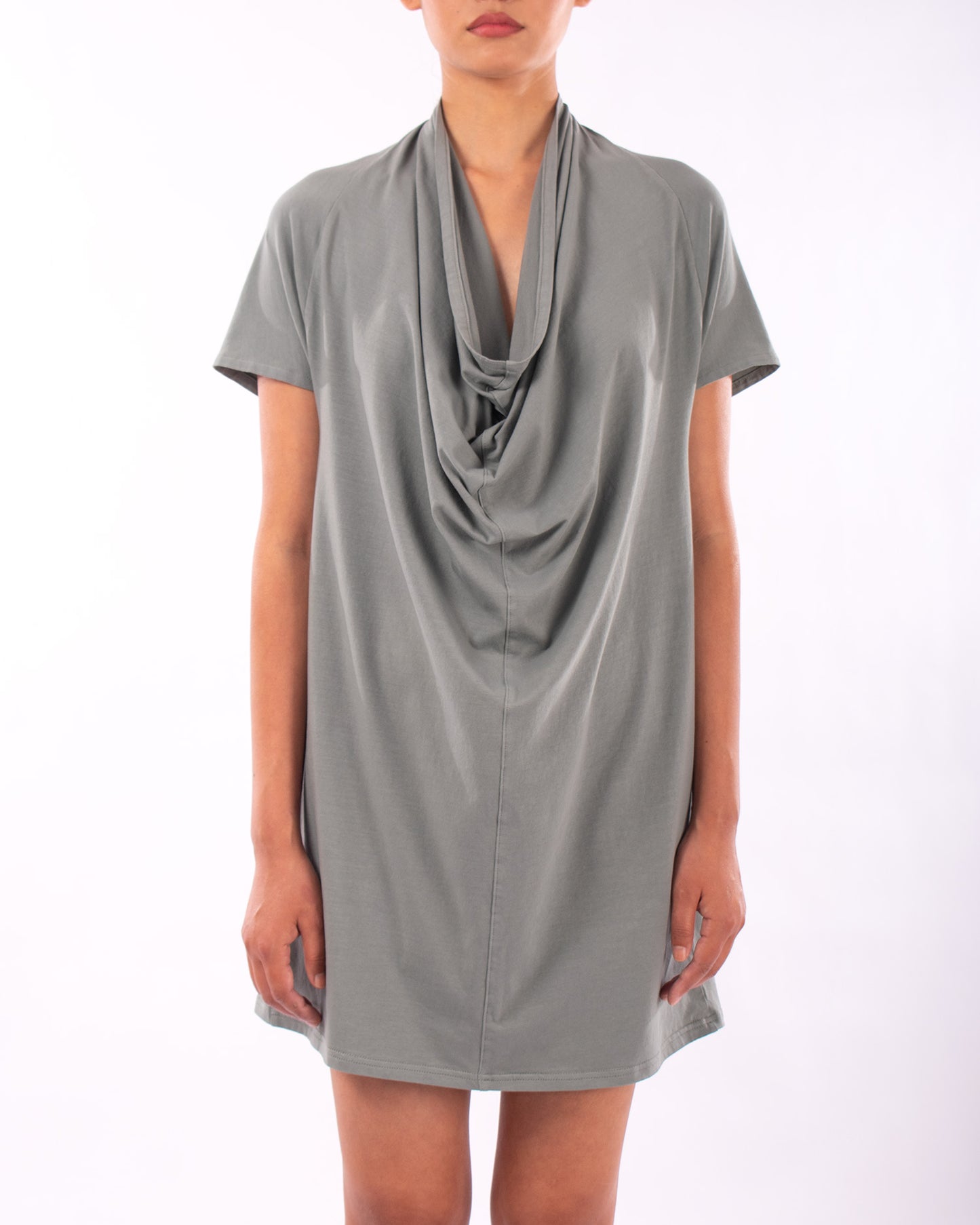 #CS012 Draped neck tunic in organic cotton jersey