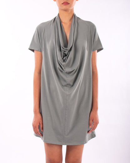 #CS012 Draped neck tunic in organic cotton jersey