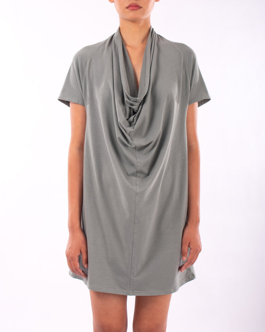 #CS012 Draped neck tunic in organic cotton jersey