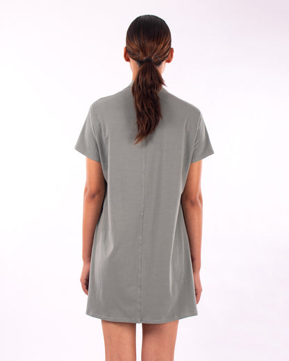#CS012 Draped neck tunic in organic cotton jersey