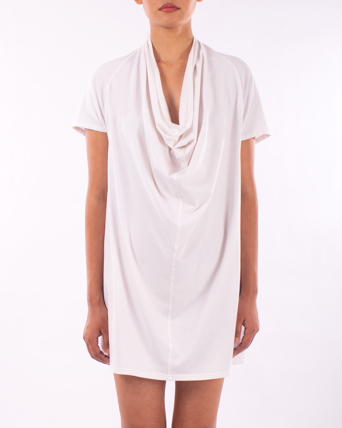 #CS012 Draped neck tunic in organic cotton jersey