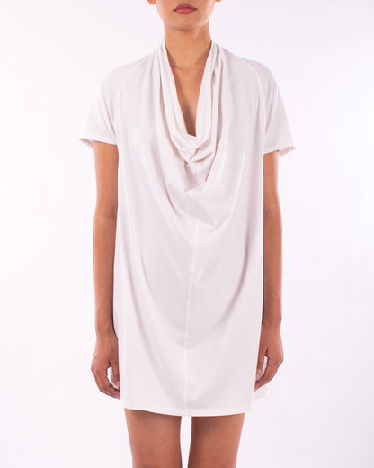 #CS012 Draped neck tunic in organic cotton jersey
