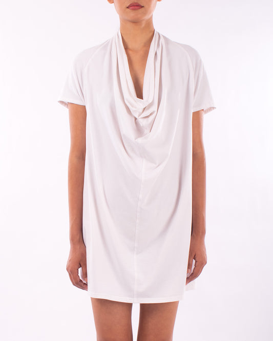 #CS012 Draped neck tunic in organic cotton jersey