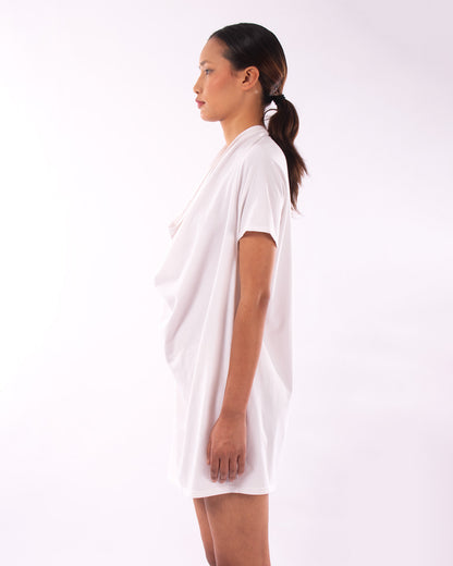 #CS012 Draped neck tunic in organic cotton jersey