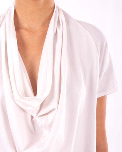 #CS012 Draped neck tunic in organic cotton jersey